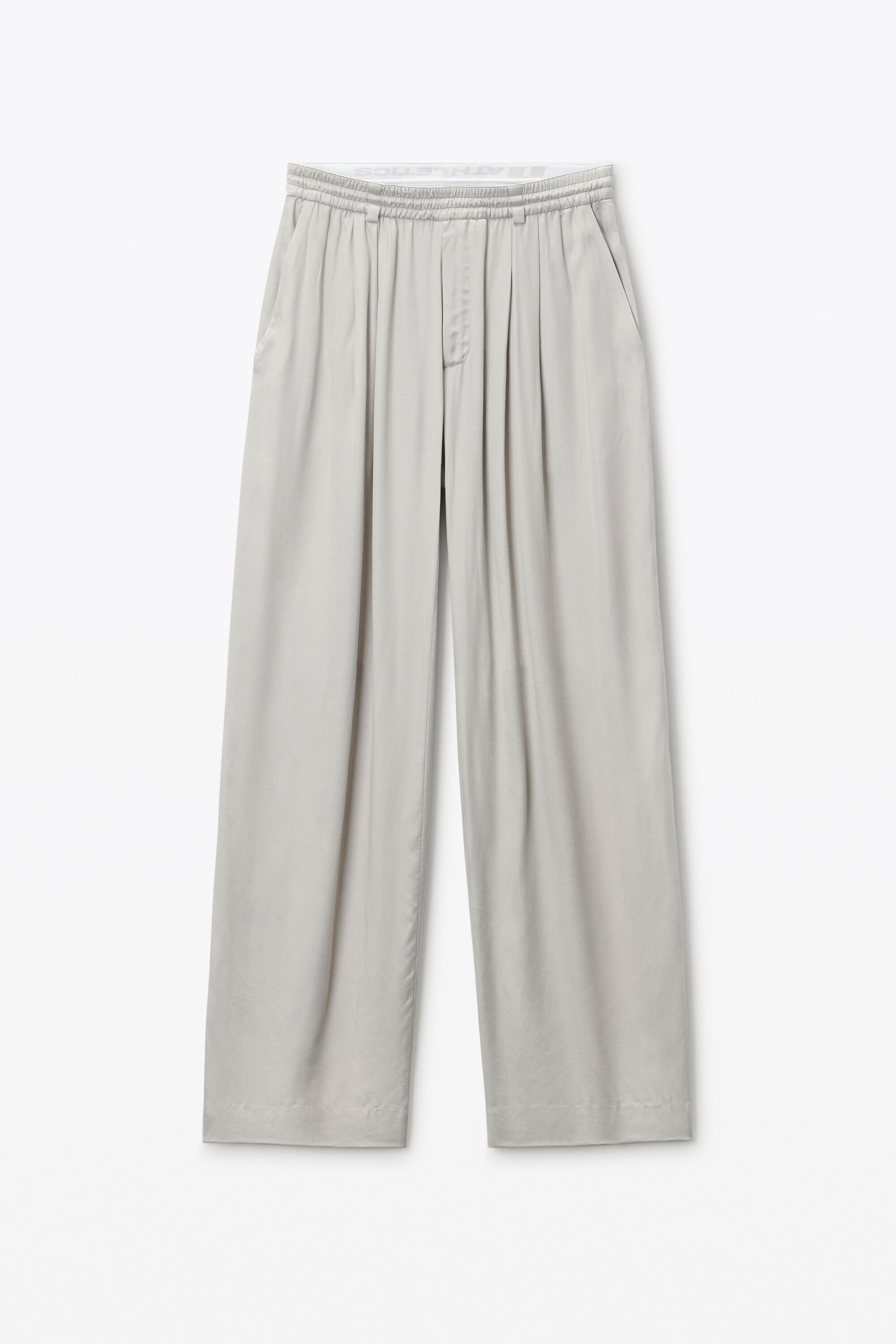 Pre-Styled Trouser with Turn-Down Waistband in OYSTER WHITE