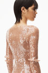 alexander wang scoop neck mini dress in sequin nylon flax