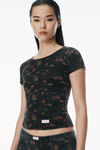 Alexander Wang washed black multi 花卉图案低圆领 t 恤