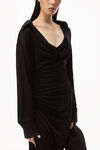 alexander wang asymmetrical drape dress in sheer jersey black