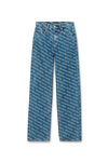 Alexander Wang deep blue/white ez mid rise jeans in logo crystal hotfix