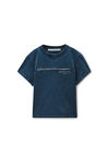 Alexander Wang washed navy 海军蓝色紧身做旧徽标 t 恤