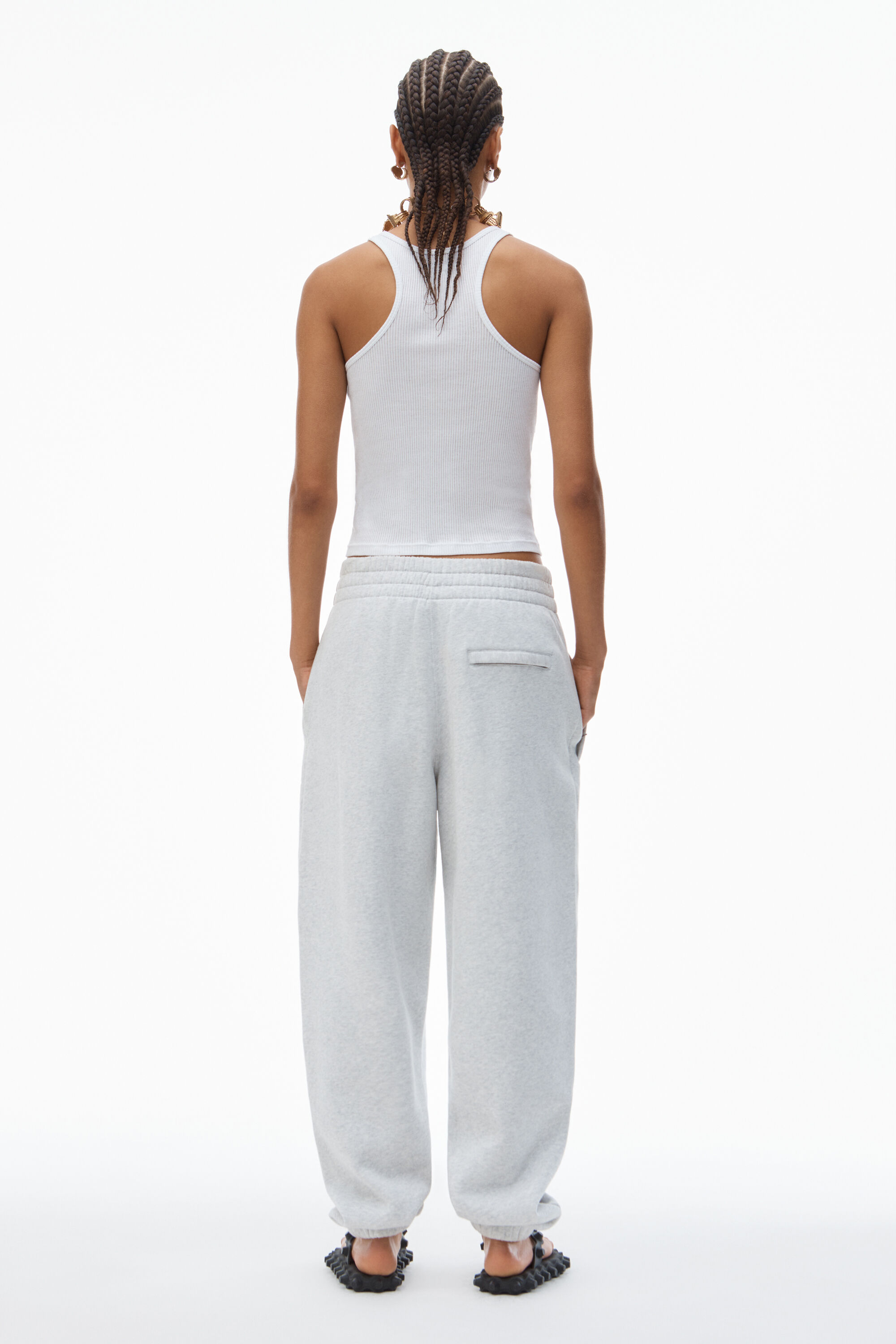 大人気【alexanderwang】Structured terry puff logo sweatpants PUFF LOGO SWEATPANT IN STRUCTURED TERRY in WHITE