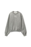 alexander wang puff logo sweatshirt in glitter terry sidewalk
