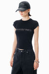 Alexander Wang black crystal hotfix logo cotton baby tee