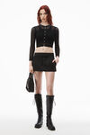 alexander wang 羊毛精裁修身迷你裤裙 black