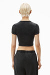 Alexander Wang washed black cropped short-sleeve baby tee in ribbed cotton