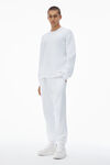 Alexander Wang white 와플 니트 크리스털 핫픽스 크루넥 긴소매 티셔츠