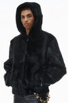 Alexander Wang black unisex zip-up hoodie in calf hair