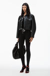 Alexander Wang black leather jacket with belted waist