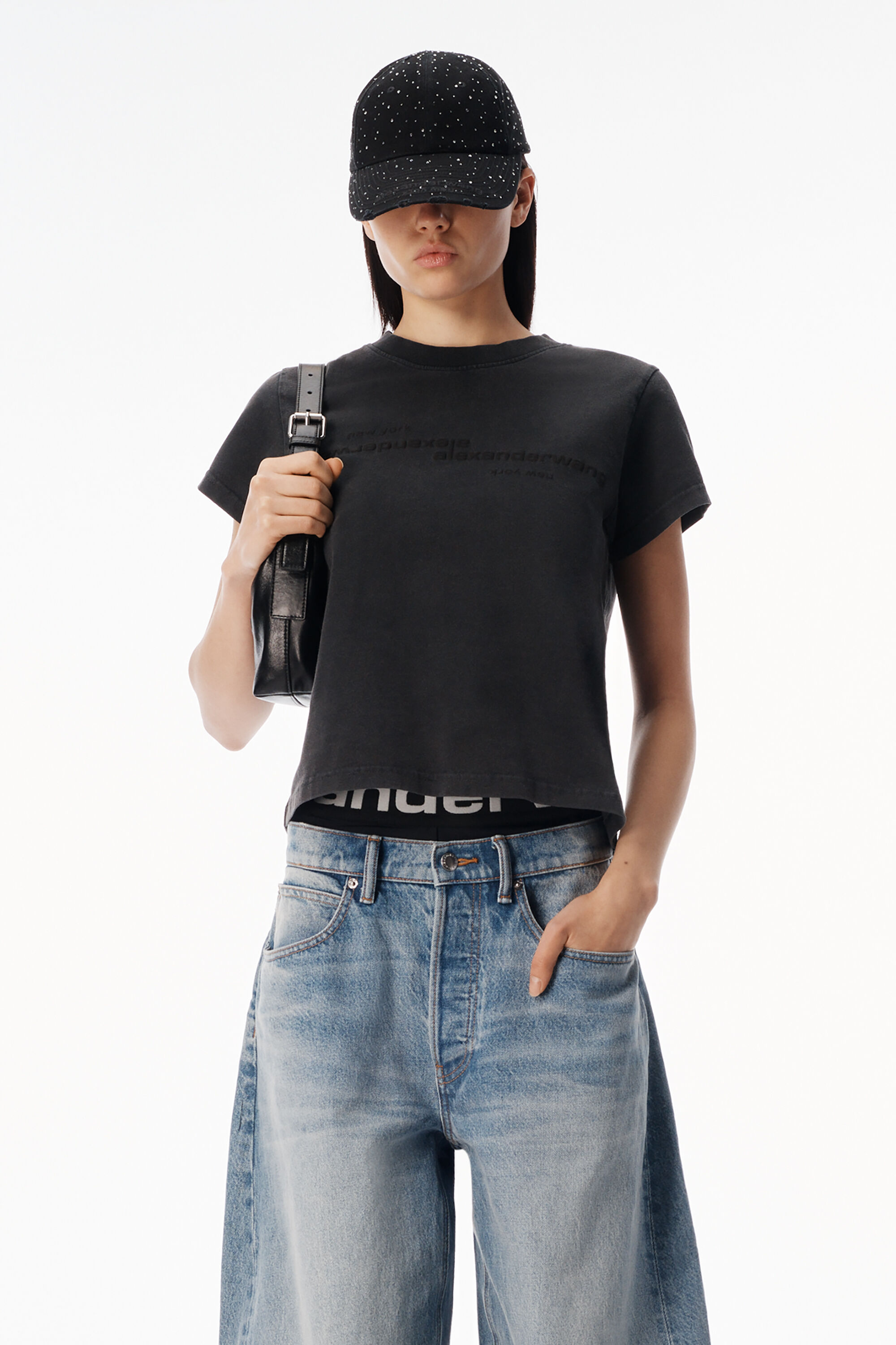 MIRRORED LOGO TEE in WASHED BLACK | alexanderwang®