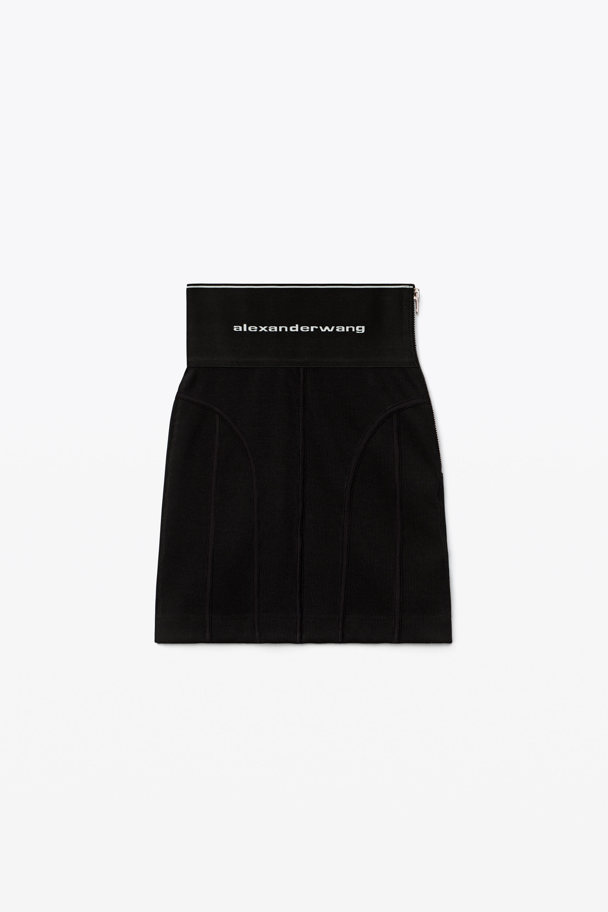 Alexander Wang logo elastic mini skirt in ribbed jersey with cotton-elastane Vêtements Vêtements femme Jupes 