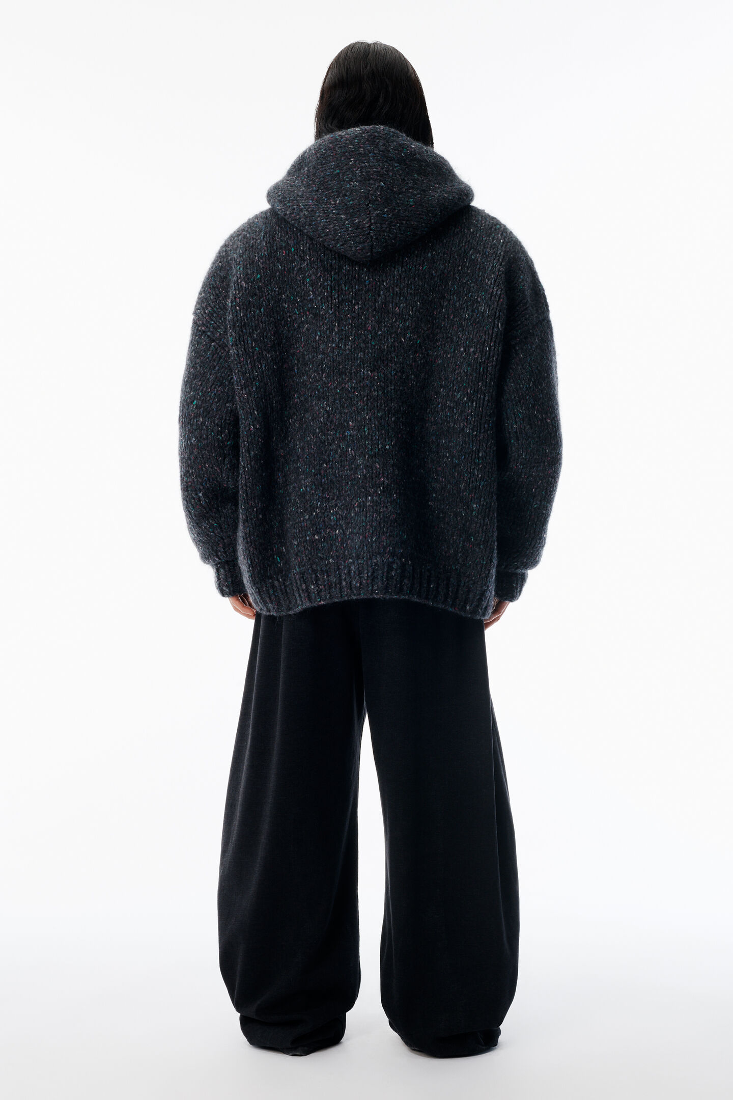 Alexander Wang Black Oversized Hoodie With Hand-crochet Logo In Multi