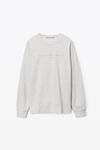 alexander wang t-shirt a maniche lunghe con logo imbottito in jersey compatto light heather grey