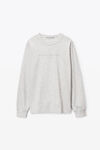 alexander wang puff logo long sleeve tee in compact jersey light heather grey