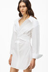 alexander wang 密织棉质交叉垂褶衬衫式连衣裙 white