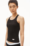 alexander wang racerback tank in ribbed cotton black