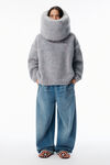 Alexander Wang grey multi grey oversized pullover with hand-crochet logo