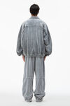 alexander wang 压花徽标装饰丝绒铰接 polo 衫 washed charcoal