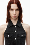 Alexander Wang grey aged halter top in comfort stretch denim
