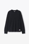 Alexander Wang black 와플 니트 크리스털 핫픽스 크루넥 긴소매 티셔츠