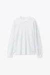 Alexander Wang white 와플 니트 크리스털 핫픽스 크루넥 긴소매 티셔츠