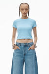 Alexander Wang sky blue logo jacquard short sleeve baby tee