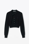 Alexander Wang black high-frequency stacked logo cardigan in merino wool