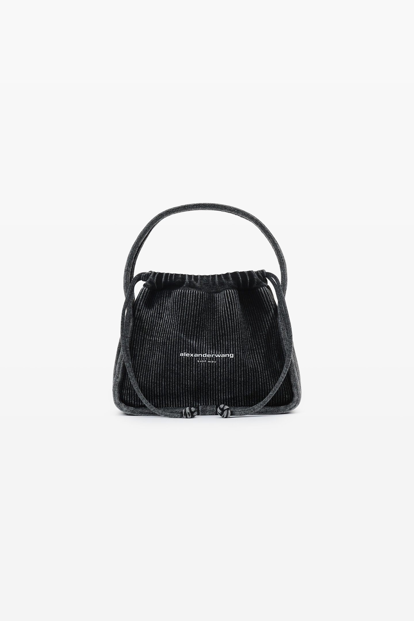 Ryan Small Bag in Faded Rib Knit in GREY AGED | alexanderwang® 