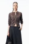 Alexander Wang brown argyle-cardigan aus wollmischgewebe mit hotfix-strass