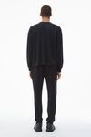 Alexander Wang black 와플 니트 크리스털 핫픽스 크루넥 긴소매 티셔츠