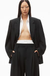 alexander wang 羊毛混纺叠搭剪裁长裤 black