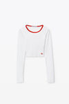 alexander wang lettuce hem crewneck in micro rib jersey white