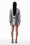 Alexander Wang alloy grey satin faille logo miniskort