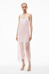 alexander wang fringe tank mini dress in compact nylon cradle pink