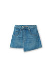 Alexander Wang deep blue distressed denim wrap skirt