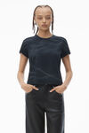 Alexander Wang washed black distressed logo shrunken tee in cotton jersey
