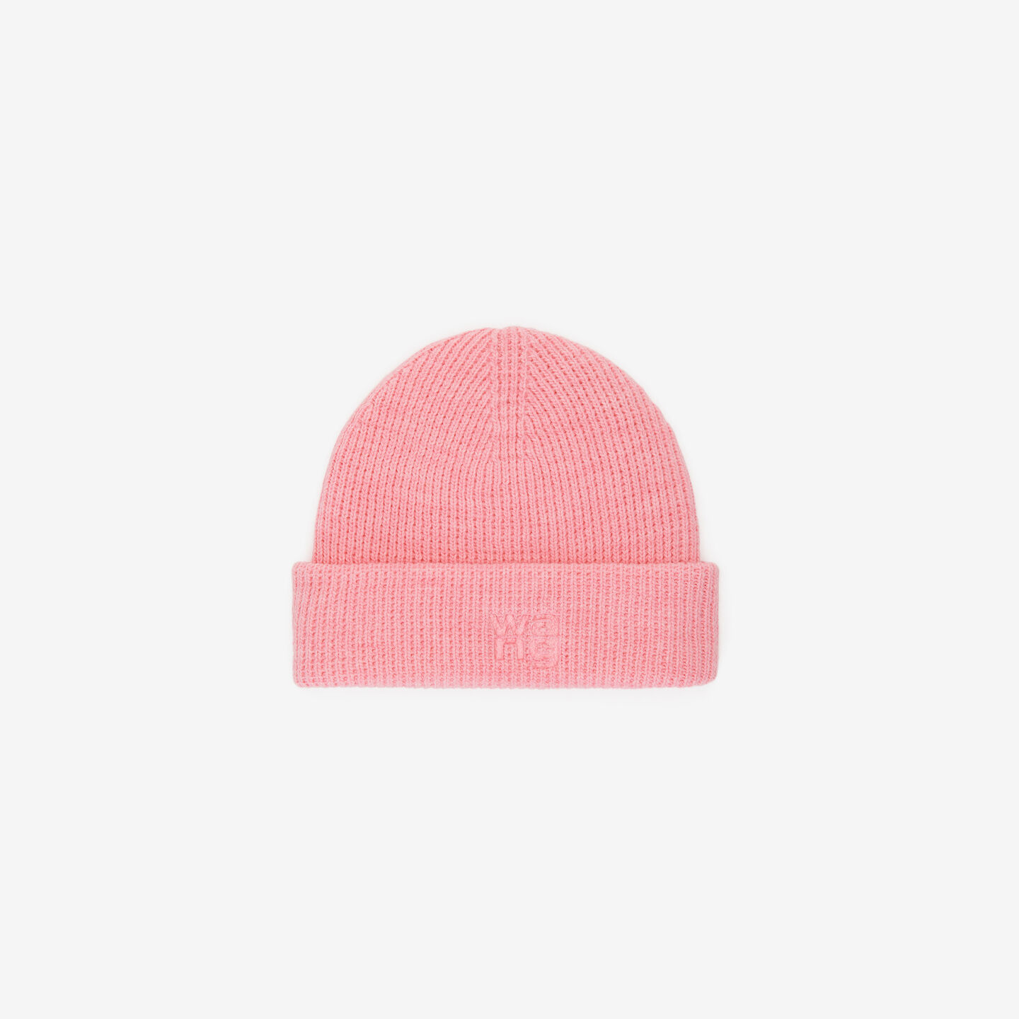 Alexander Wang Logo Beanie In Compact Deboss In Prism Pink