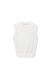 Alexander Wang soft white mockneck tank in clear bead hotfix