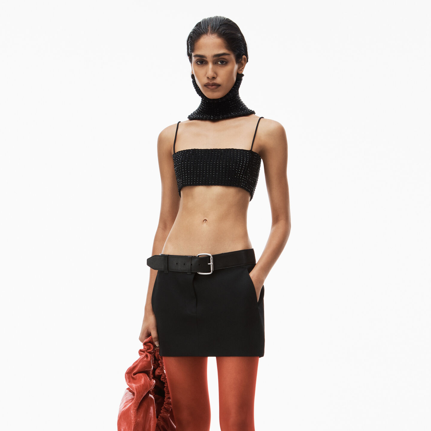 Shop Alexander Wang Crystal Hotfix Detailed Bandeau Bra In Black