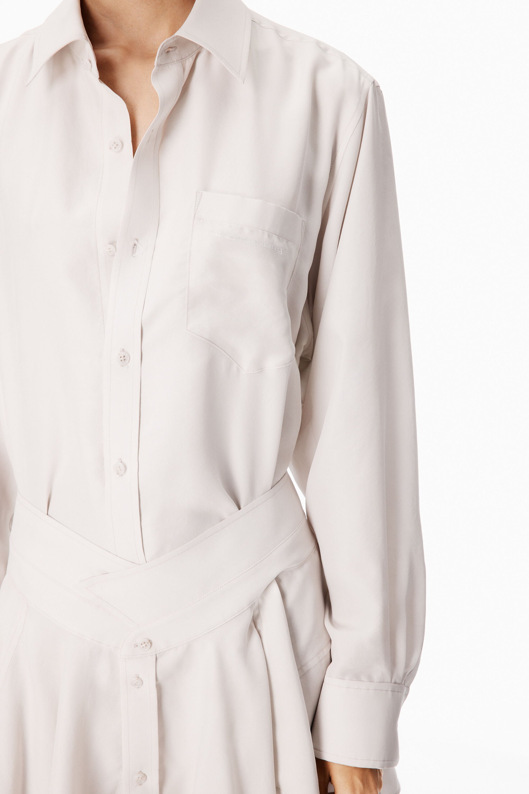 alexander wang shirt dress white Layered Shirt Dress in ASH WHITE
