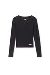 Alexander Wang black crystal hotfix long sleeve crewneck tee
