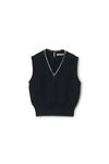 Alexander Wang black logo-knit vest with leather tubular trim