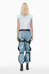 Alexander Wang light blue stripe cropped sleeveless button-up shirt in cotton