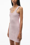 Alexander Wang washed pink lace 徽标装饰罗纹针织背心式迷你连衣裙