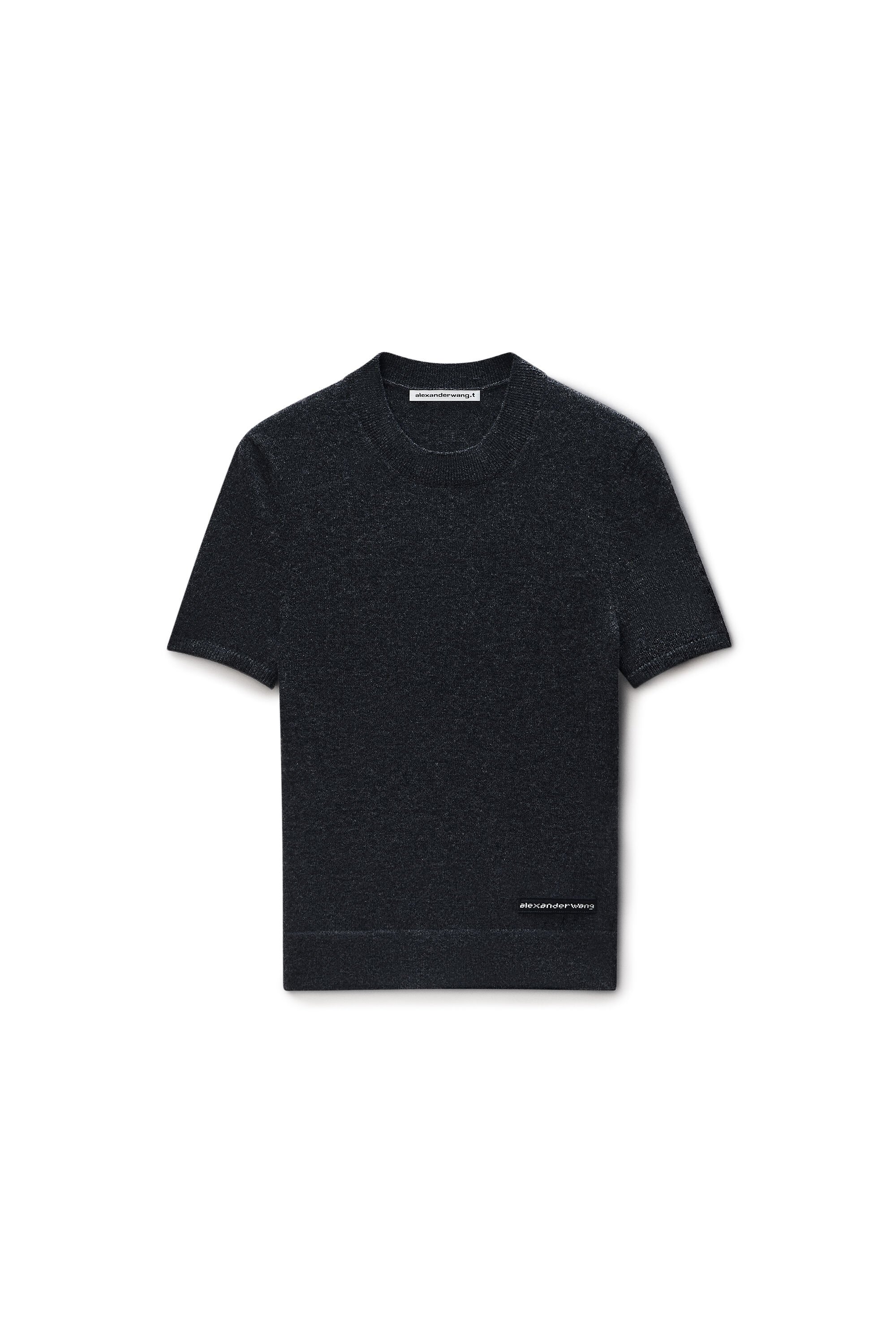 Short-Sleeve Wool Tee in CHARCOAL | alexanderwang®