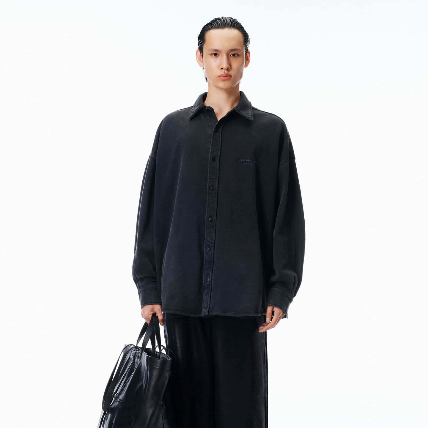 Alexander Wang Oversized Button Down In Black