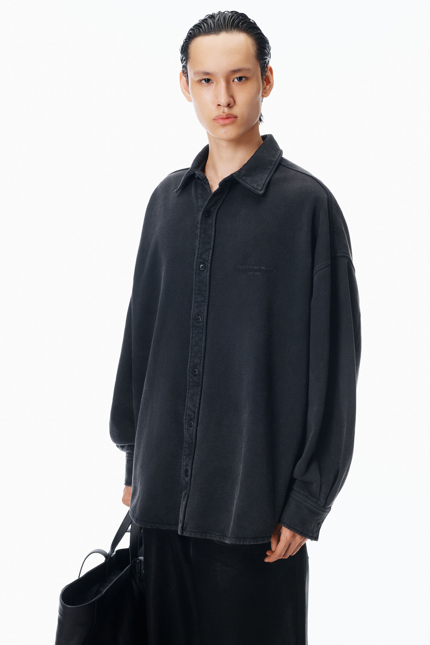 Alexander Wang Oversized Button Down In Black