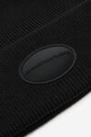 Alexander Wang black 圆顶徽标针织帽（罗纹羊毛弹力）