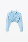 alexander wang cropped button down in compact cotton chambray blue